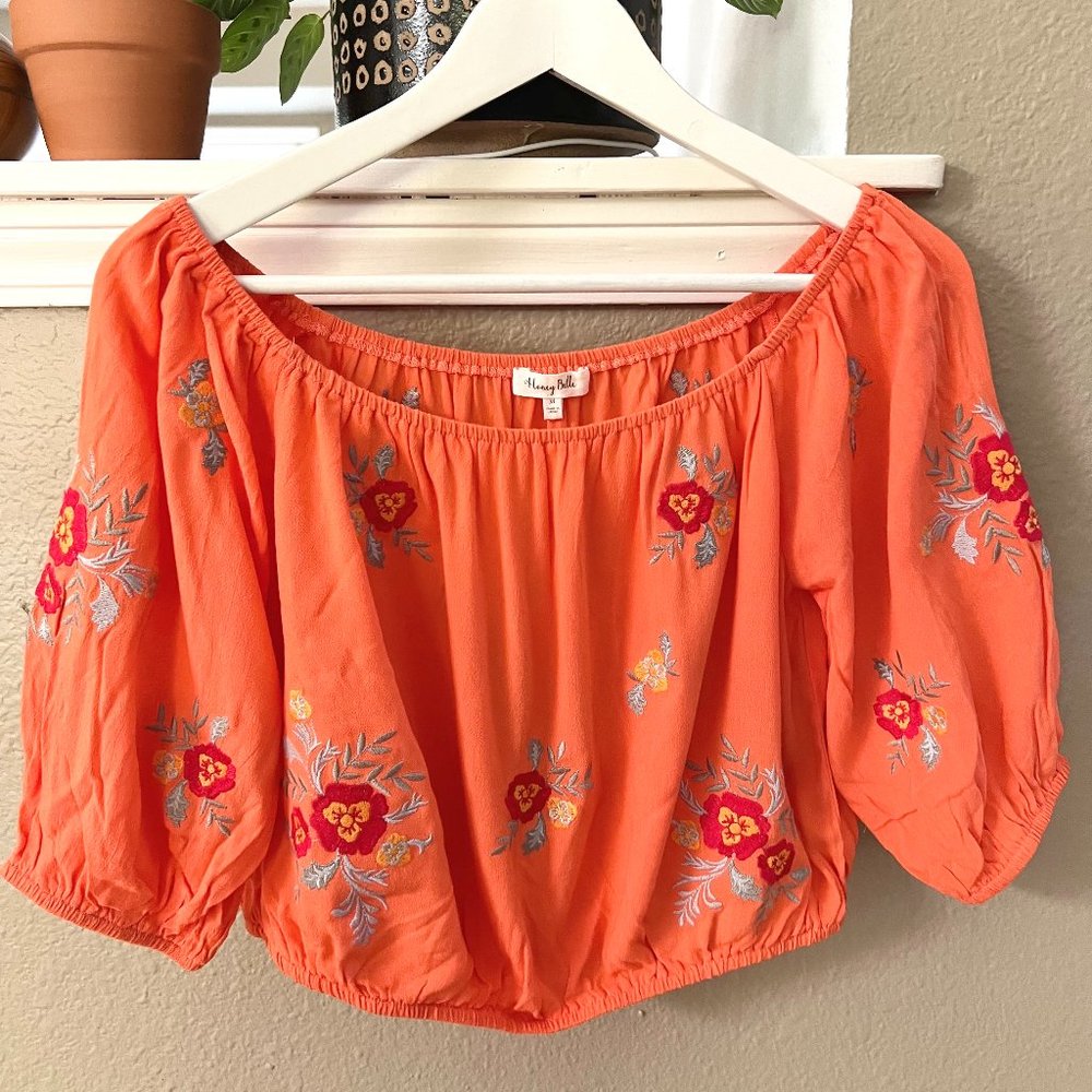 Embroidered Floral Crop Top